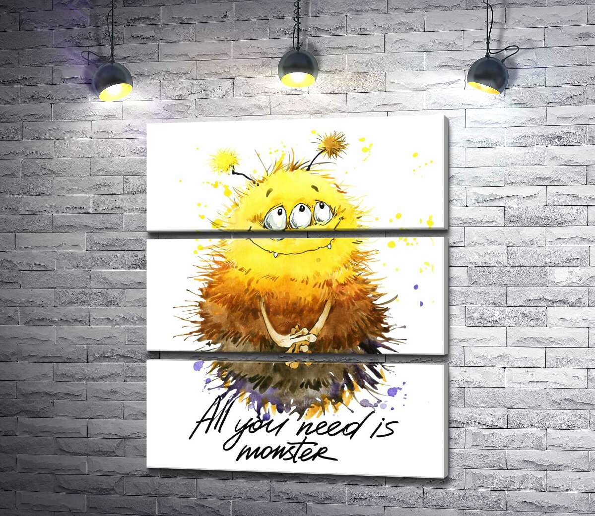

Модульная картина ArtPoster Застенчивый пушистый монстр с надписью "all you need is monster" 51x60 см Модуль №13