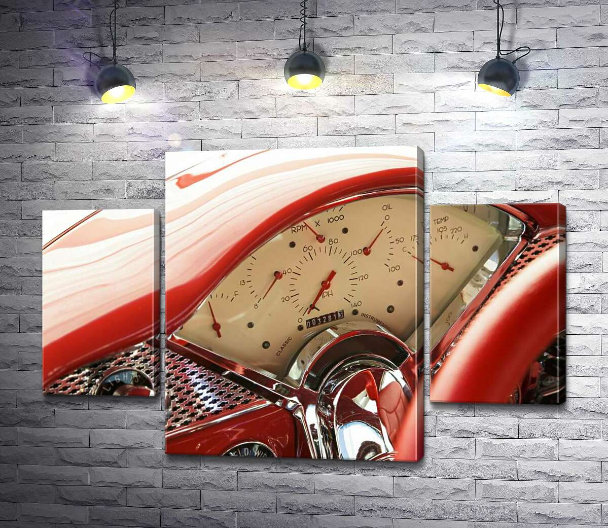 

Модульная картина ArtPoster За рулем соблазнительно-красного автомобиля Chevrolet Bel Air 131x89 см Модуль №7