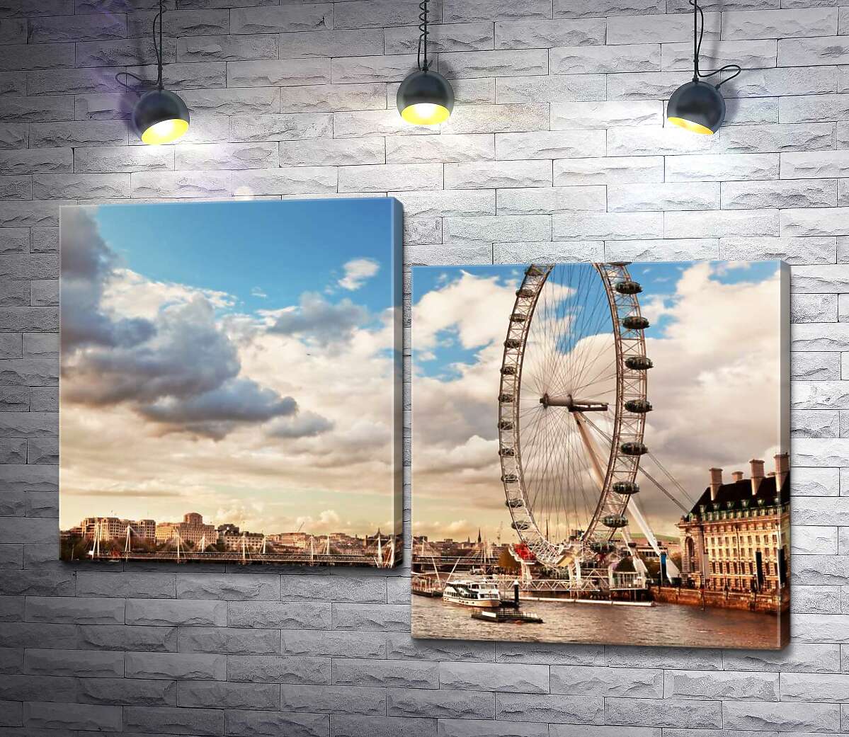

Модульная картина ArtPoster Колесо обзора "Лондонский глаз" (London eye) нависло над водами Темзы 100x68 см Модуль №5