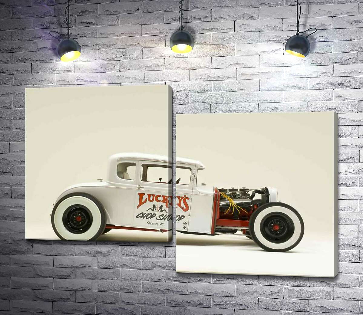 

Модульная картина ArtPoster Исключительный белый автомобиль Lucky's chop shop 100x68 см Модуль №5