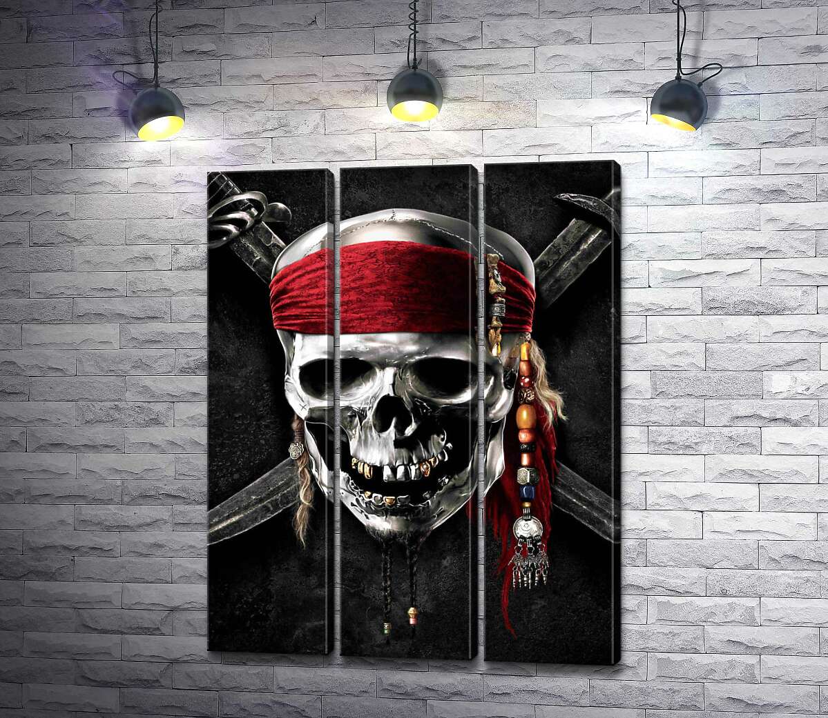 

Модульная картина ArtPoster Знаменитый череп Джека Воробья (Jack Sparrow) на фильме "Пираты Карибского моря" (Pirates of the Caribbean) 102x134 см Модуль №11