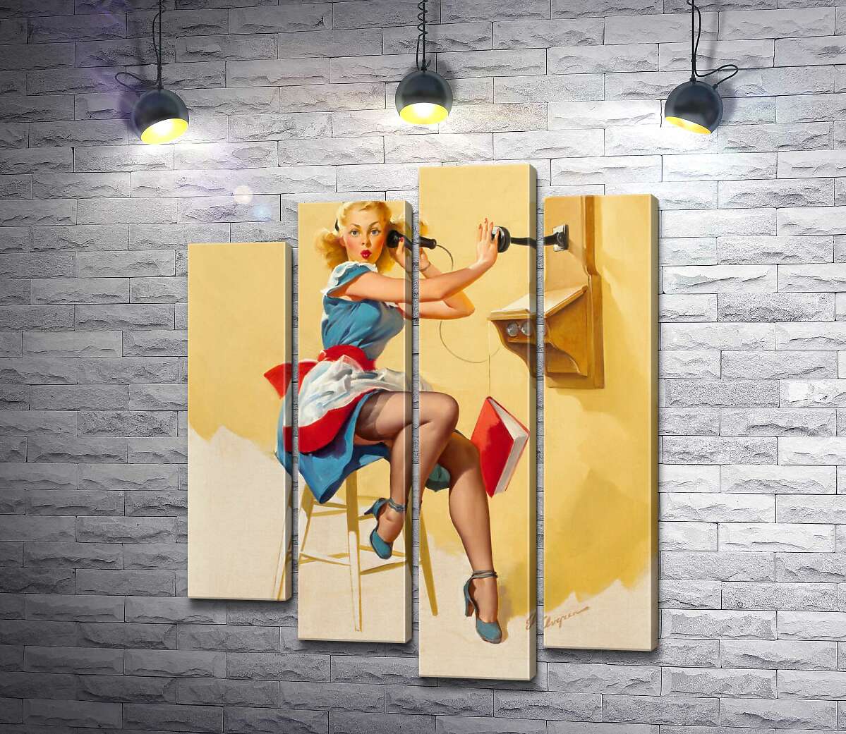 

Модульная картина ArtPoster Застукали: милая официантка разговаривает по телефону 100x127 см Модуль №21