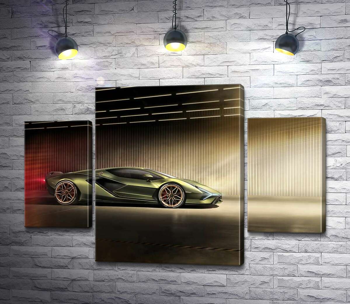 

Модульная картина ArtPoster Зеленый блеск автомобиля Ламборгини (Lamborghini Sian) 80x54 см Модуль №7
