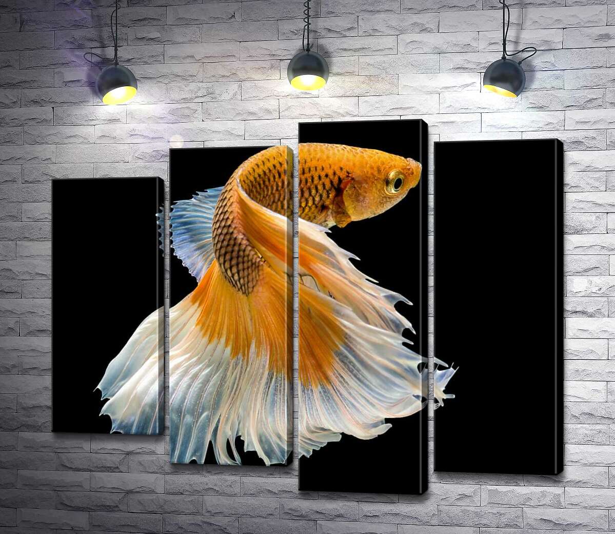 

Модульная картина ArtPoster Золотая рыба-петушок с белым пышным хвостом 100x84 см Модуль №21