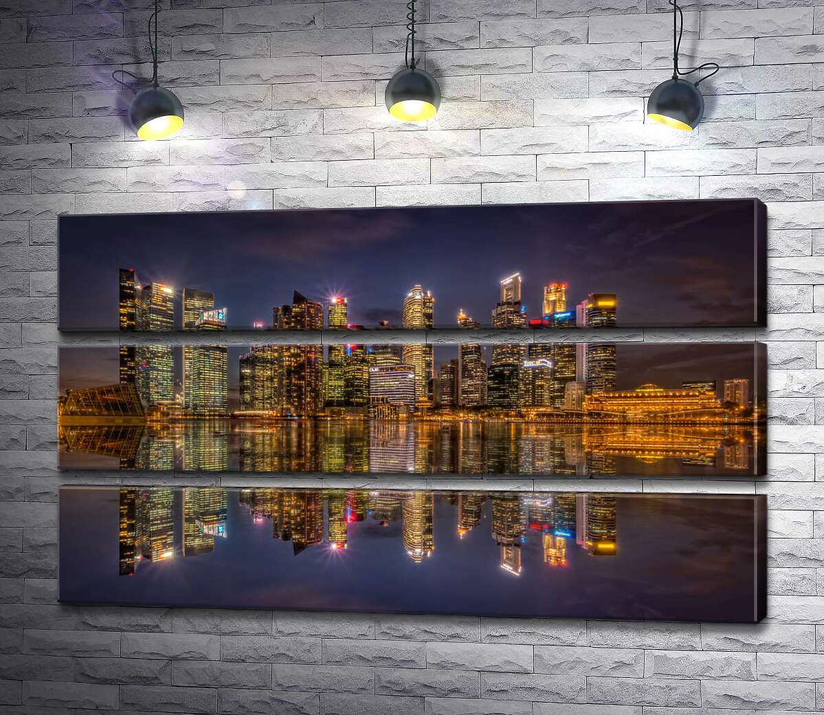 

Модульная картина ArtPoster Зеркальные отражения ночных домов у набережной Сингапура 106x60 см Модуль №13