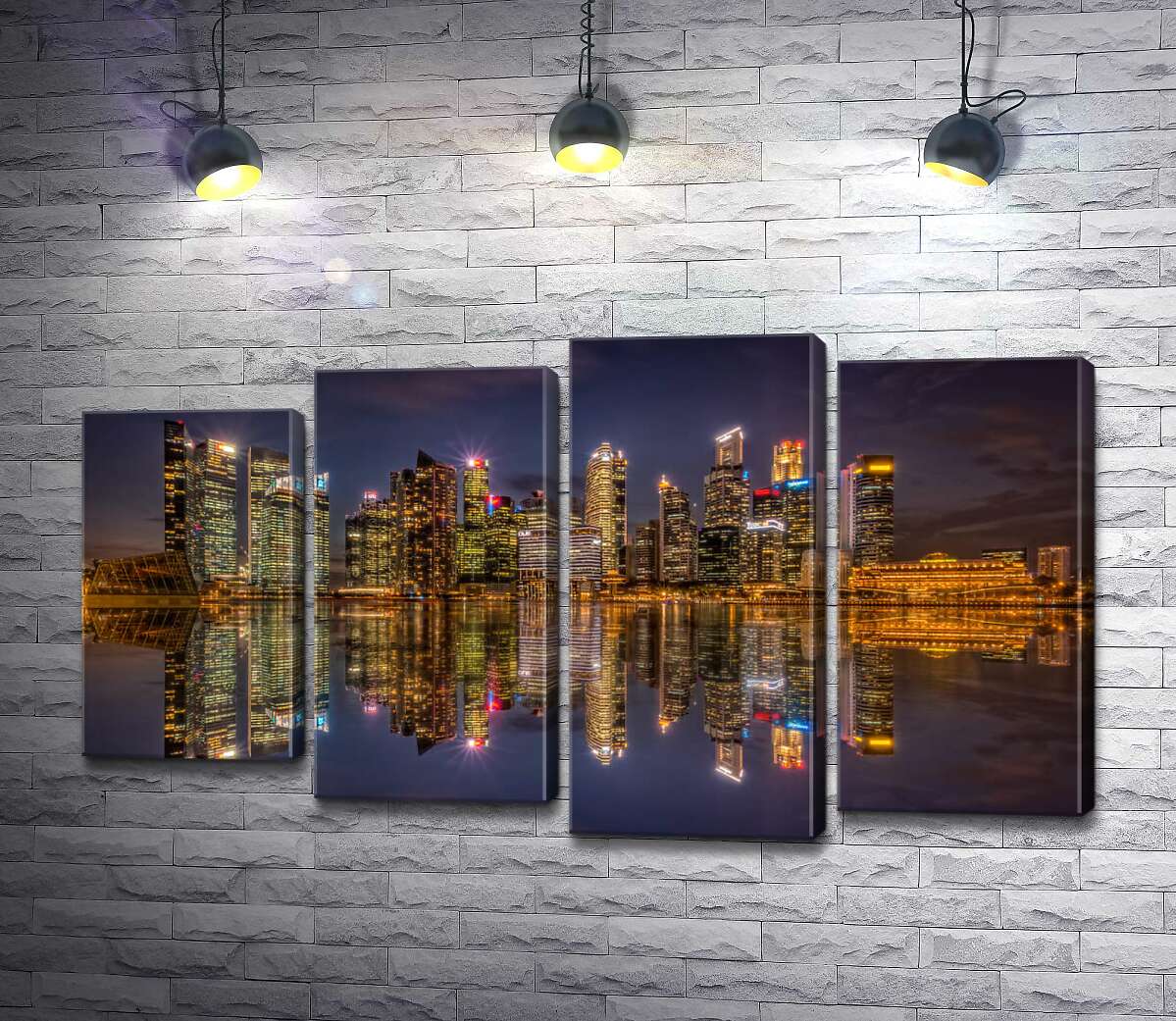

Модульная картина ArtPoster Зеркальные отражения ночных домов у набережной Сингапура 100x59 см Модуль №21
