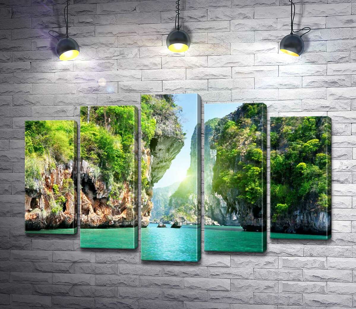 

Модульная картина ArtPoster Изумрудные скалы омыты бирюзой океана в Таиланде 130x86 см Модуль №26