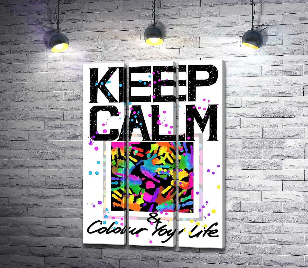 

Модульная картина ArtPoster Картина с ладоней среди надписи "keep calm and colour your life" 102x146 см Модуль №11