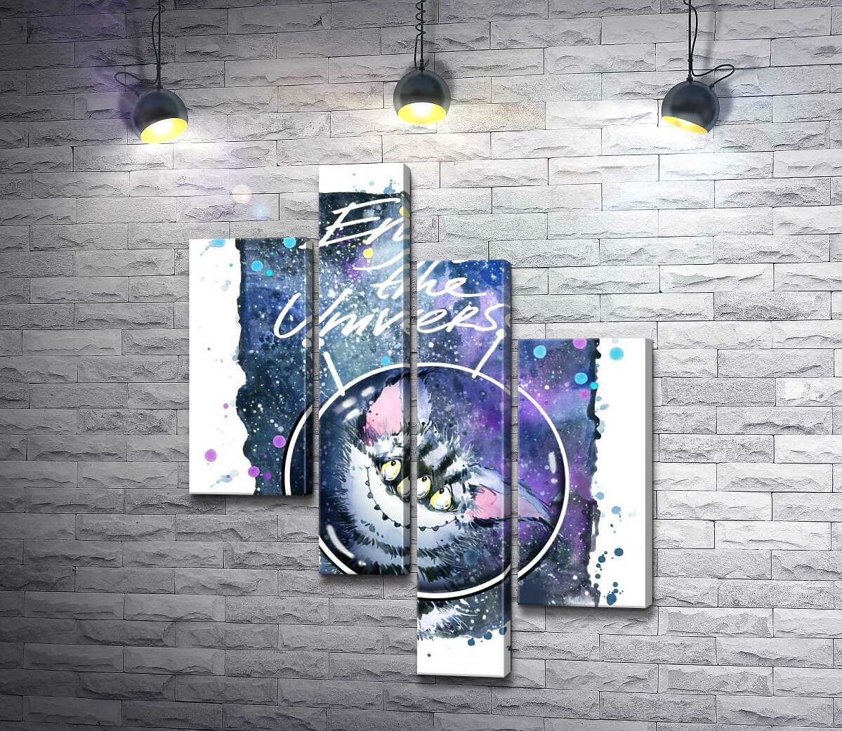 

Модульная картина ArtPoster Застенчивый полосатый монстр в космосе с надписью "Enjoy the Universe" 100x129 см Модуль №20
