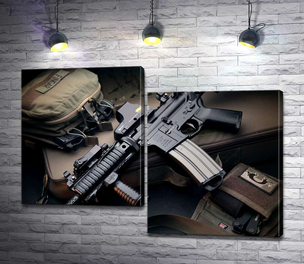 

Модульная картина ArtPoster Жизнь военного: автомат и снаряжение 130x92 см Модуль №5