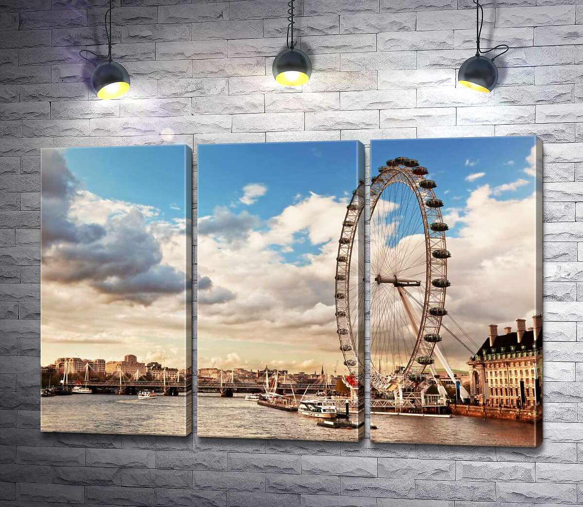 

Модульная картина ArtPoster Колесо обзора "Лондонский глаз" (London eye) нависло над водами Темзы 60x40 см Модуль №11