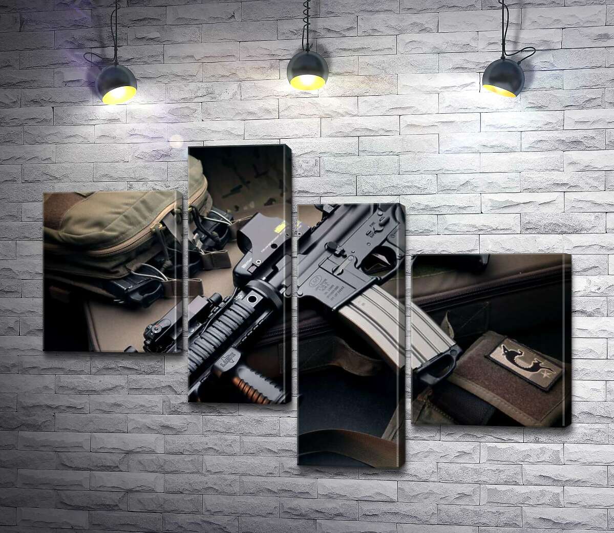 

Модульная картина ArtPoster Жизнь военного: автомат и снаряжение 100x71 см Модуль №20