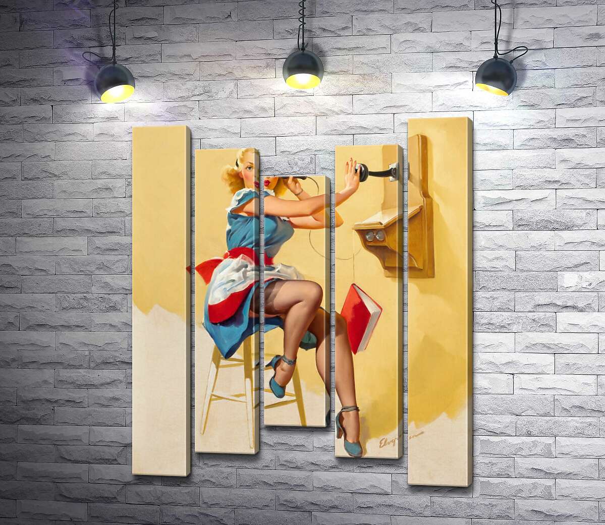 

Модульная картина ArtPoster Застукали: милая официантка разговаривает по телефону 130x165 см Модуль №28
