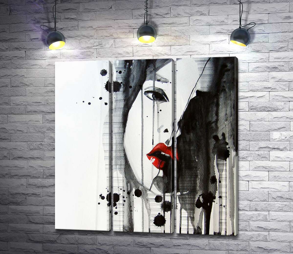

Модульная картина ArtPoster Красные губы пылают на черно-белом портрете девушки 102x106 см Модуль №11