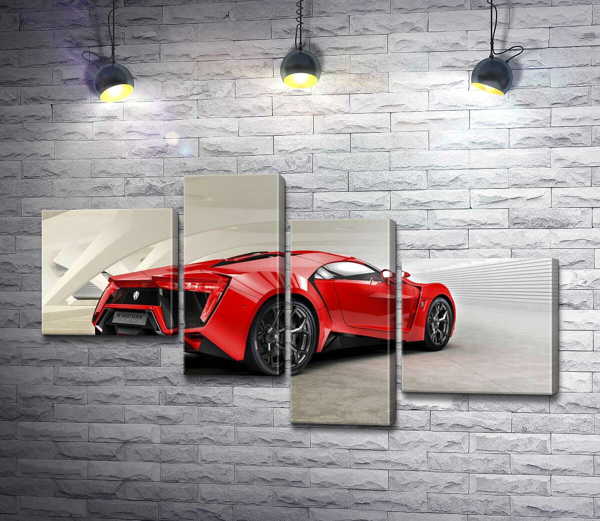 

Модульная картина ArtPoster Красный бампер автомобиля Lykan Hypersport на белом фоне 100x57 см Модуль №20