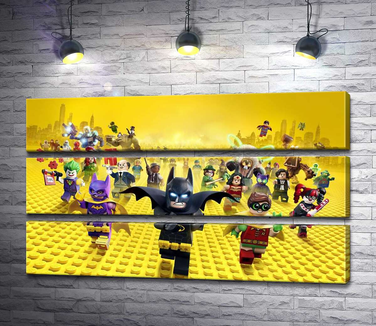 

Модульная картина ArtPoster Лего Бэтмен спешит спасать мир на постере к фильму "Lego Фильм: Бэтмен" (The Lego Batman Movie) 107x60 см Модуль №13