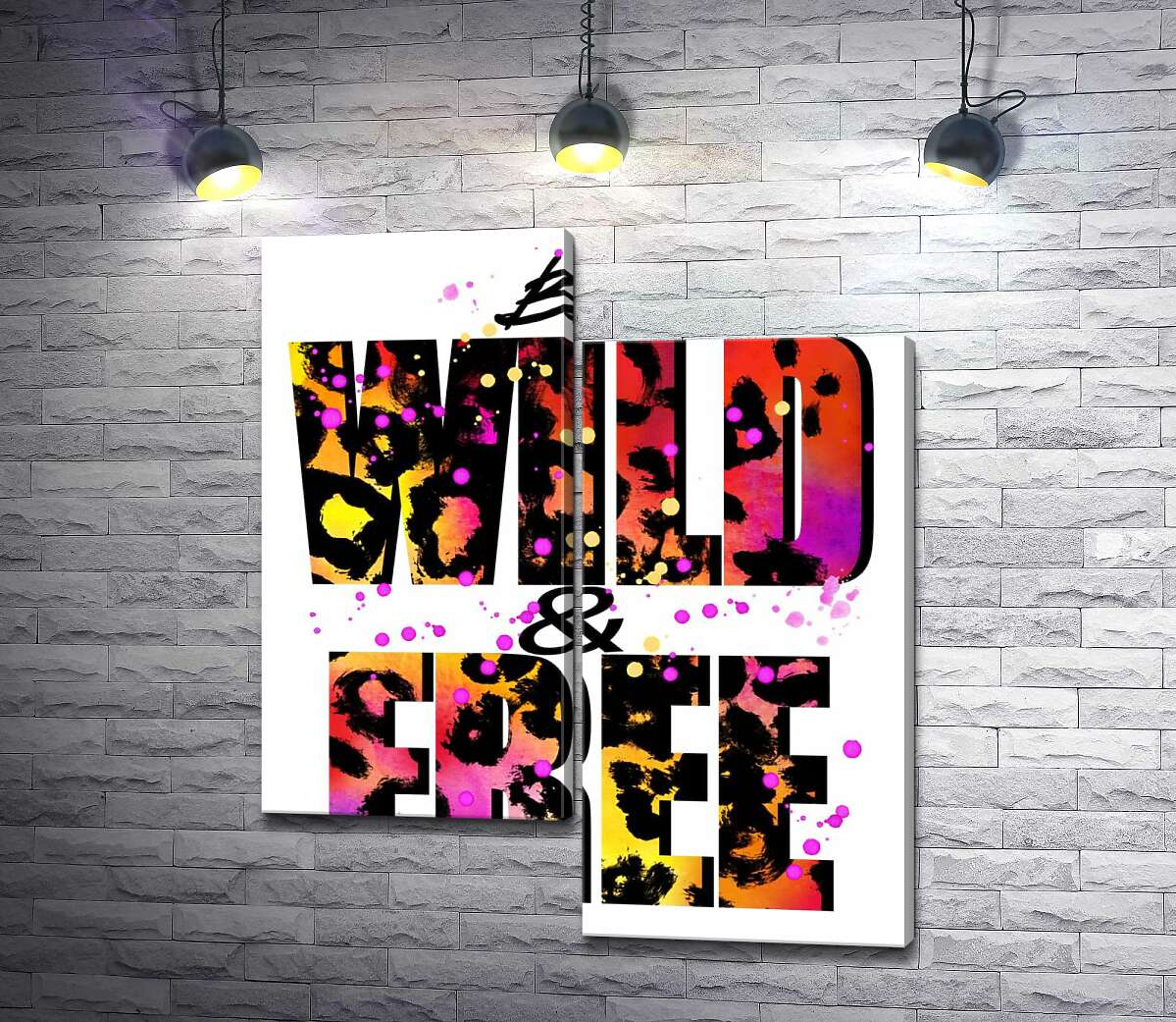 

Модульная картина ArtPoster Леопардовый принт надписи "wild and free" 50x60 см Модуль №5