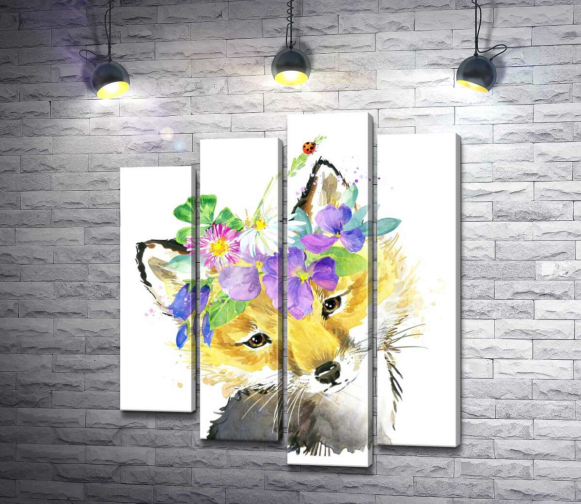 

Модульная картина ArtPoster Лиса в венке из полевых цветов 132x156 см Модуль №21
