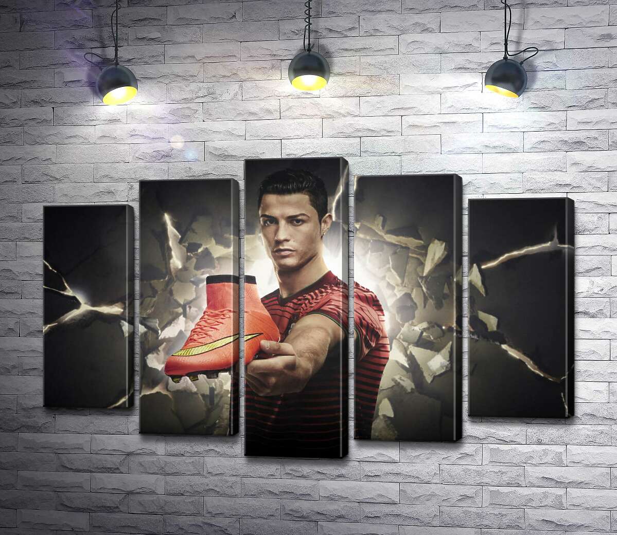 

Модульная картина ArtPoster Криштиану Роналду (Cristiano Ronaldo) рекламирует футбольные бутсы от фирмы Nike 100x69 см Модуль №26