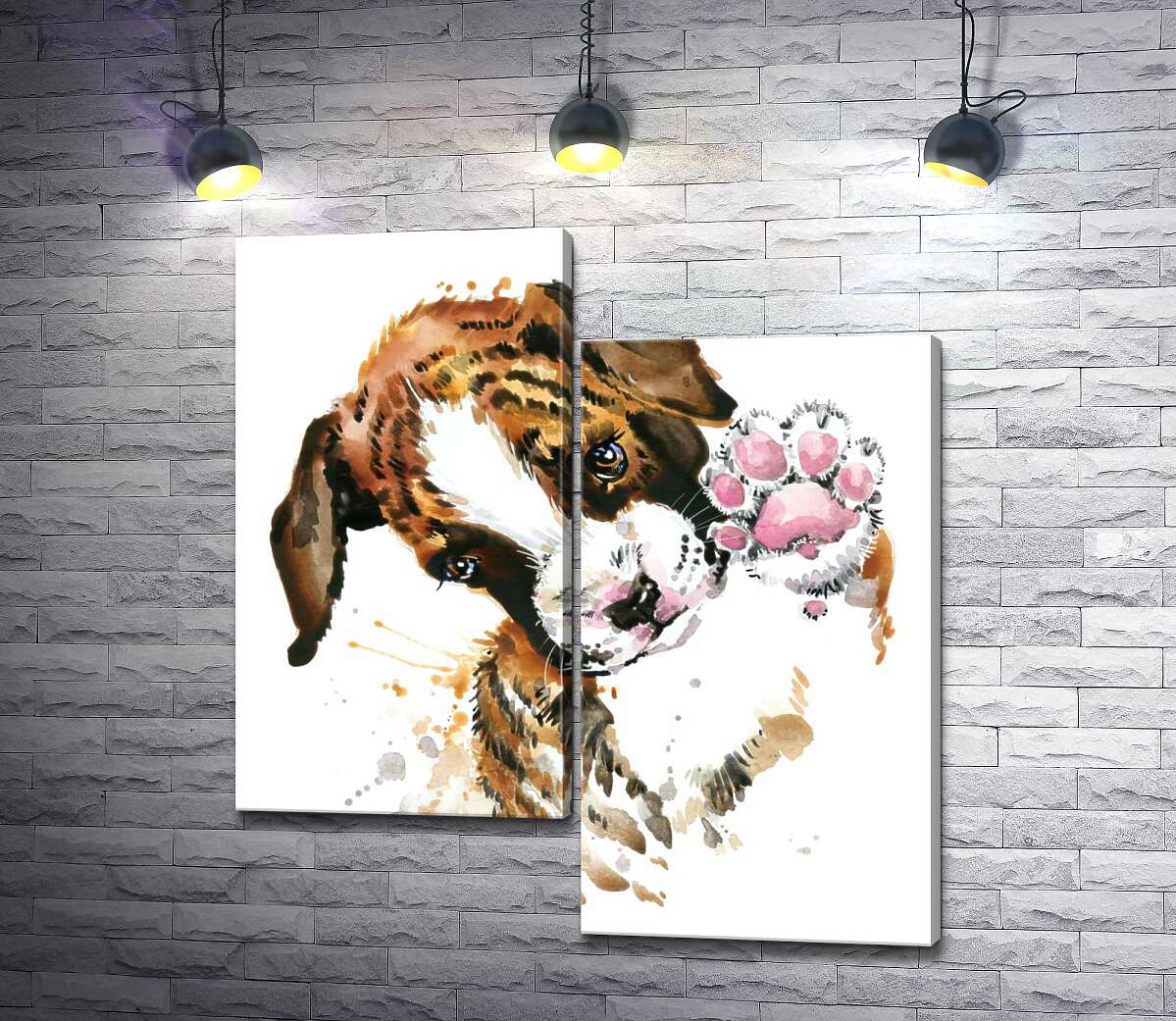 

Модульная картина ArtPoster Маленький щенок протягивает розовую лапку 130x143 см Модуль №5