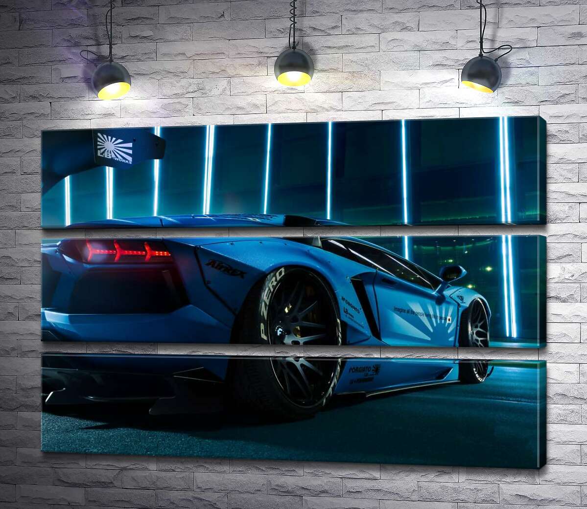 

Модульная картина ArtPoster Лазурный цвет автомобиля Ламборгини (Lamborghini Aventador) 130x87 см Модуль №13