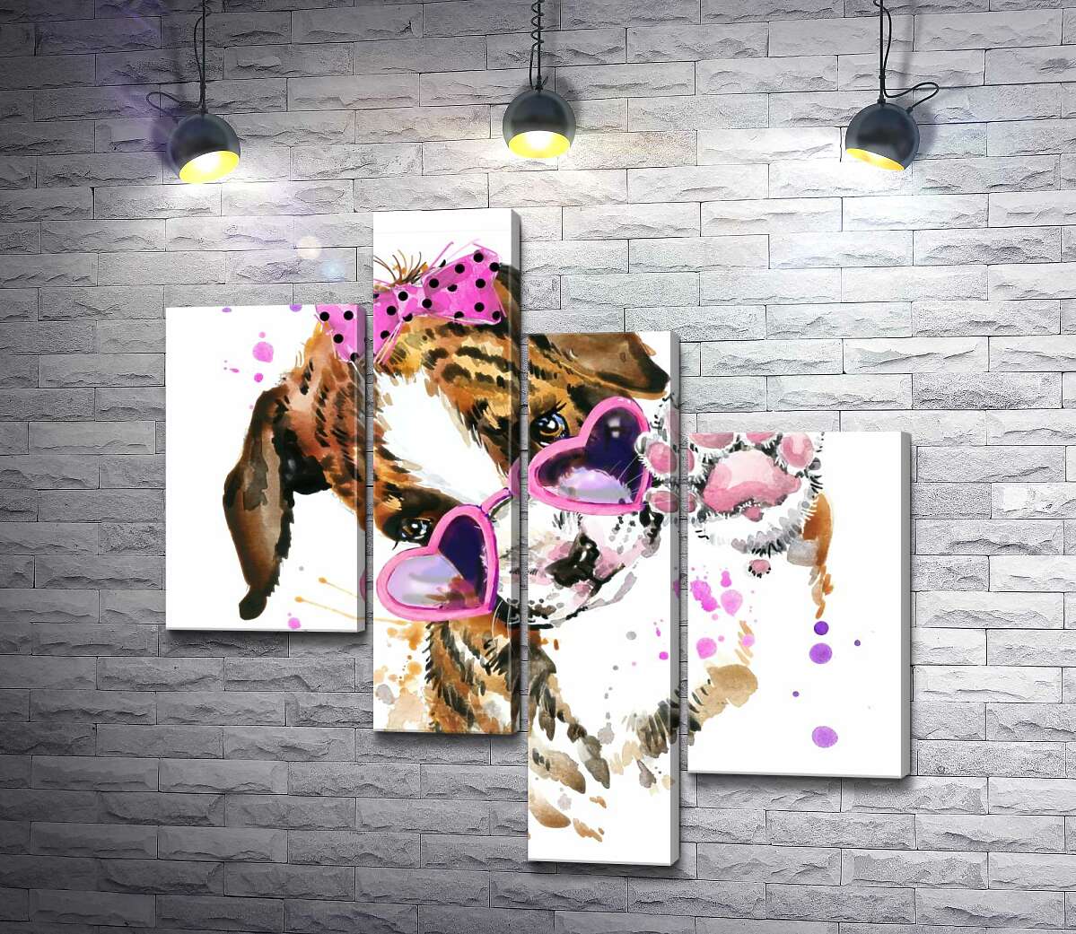 

Модульная картина ArtPoster Милый щенок в очках и бантике 130x131 см Модуль №20