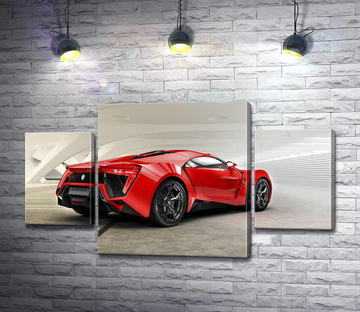

Модульная картина ArtPoster Красный бампер автомобиля Lykan Hypersport на белом фоне 100x58 см Модуль №7