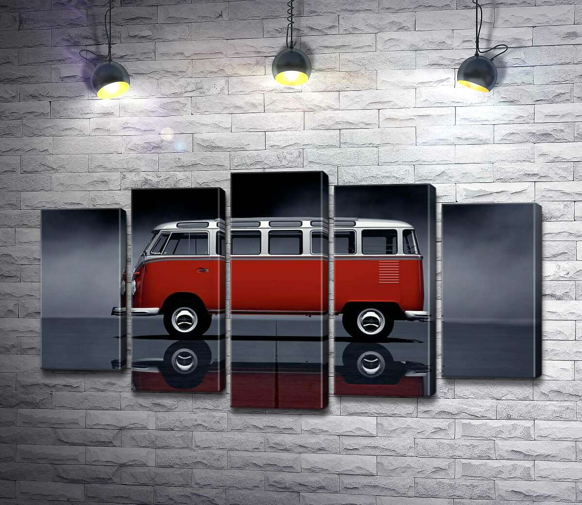 

Модульная картина ArtPoster Легендарный красно-белый автобус Volkswagen Van Samba 130x74 см Модуль №26