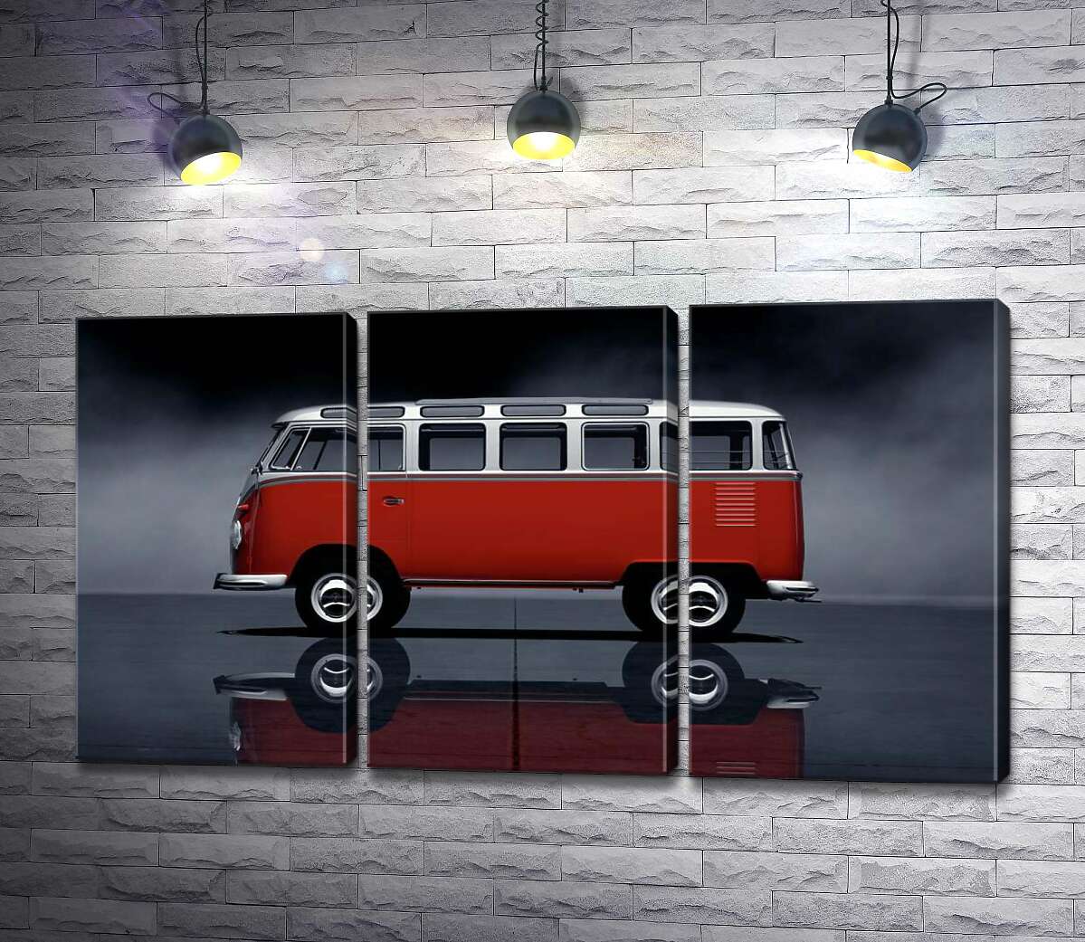 

Модульная картина ArtPoster Легендарный красно-белый автобус Volkswagen Van Samba 132x73 см Модуль №11