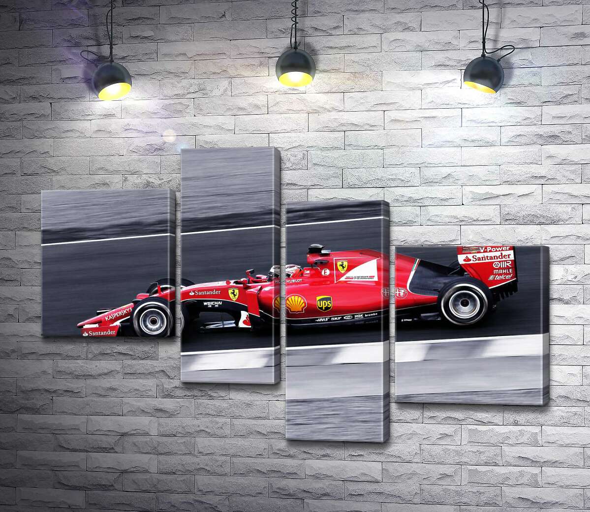 

Модульная картина ArtPoster Красный автомобиль Ferrari на гоночной трассе "Формулы-1" 130x89 см Модуль №20