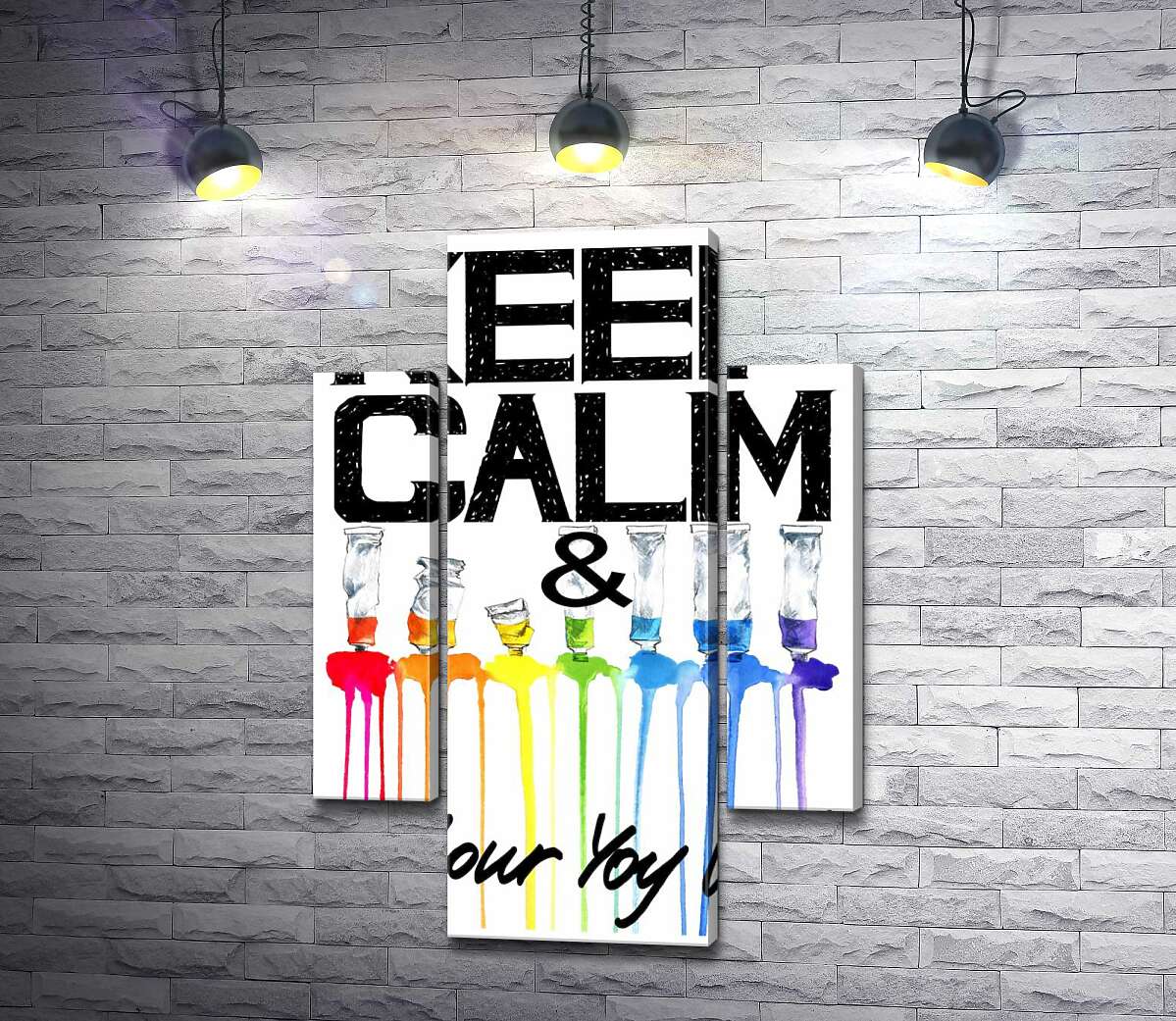 

Модульная картина ArtPoster Краска вытекает из ярких тюбиков на надписи "keep calm and colour your life" 131x190 см Модуль №7