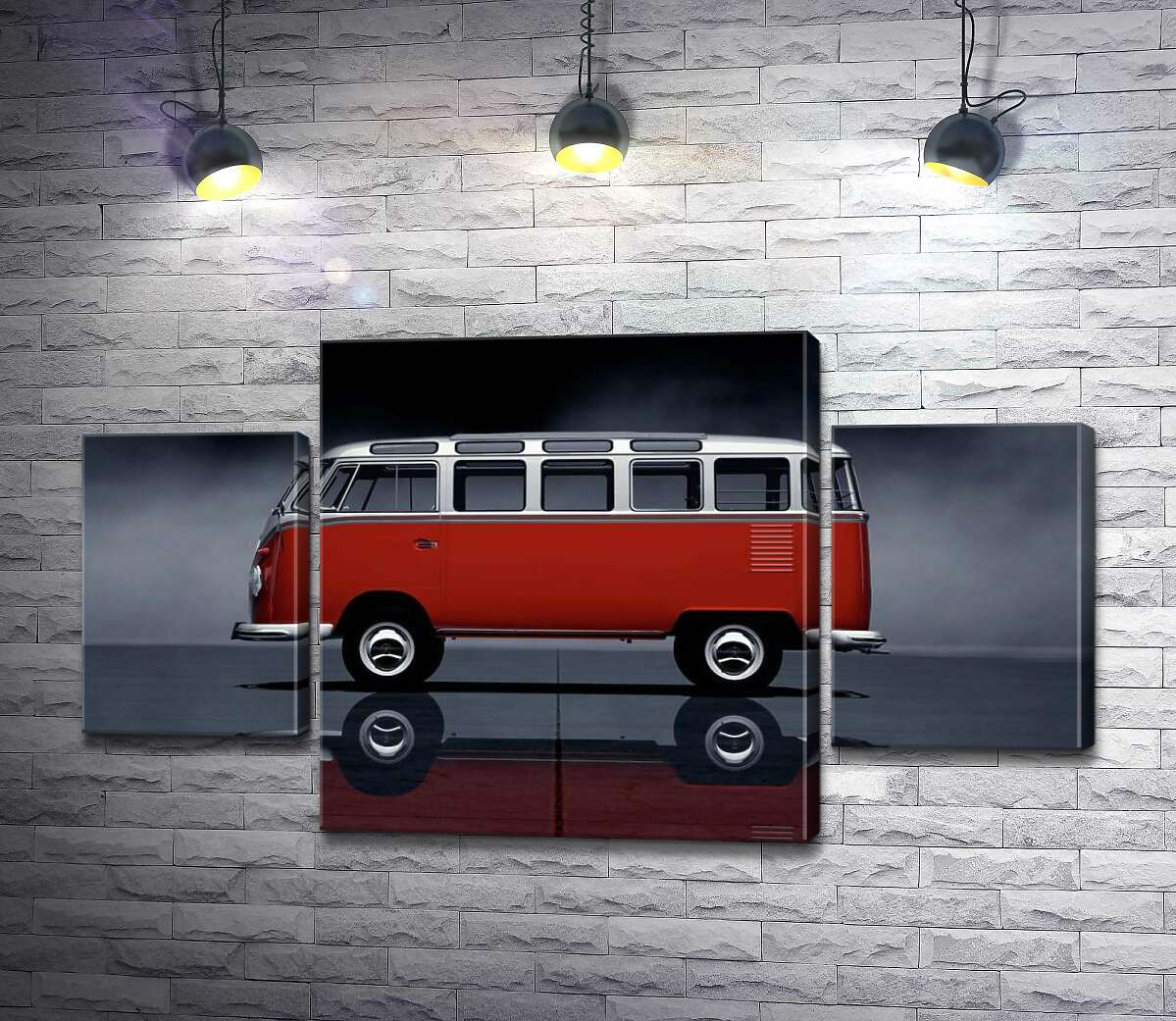 

Модульная картина ArtPoster Легендарный красно-белый автобус Volkswagen Van Samba 100x58 см Модуль №7