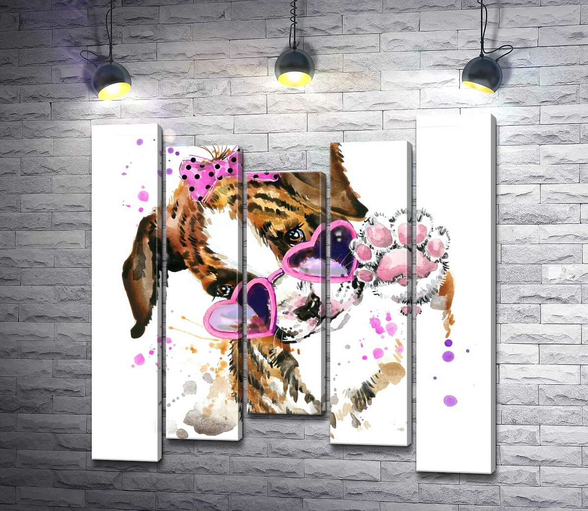 

Модульная картина ArtPoster Милый щенок в очках и бантике 130x132 см Модуль №28
