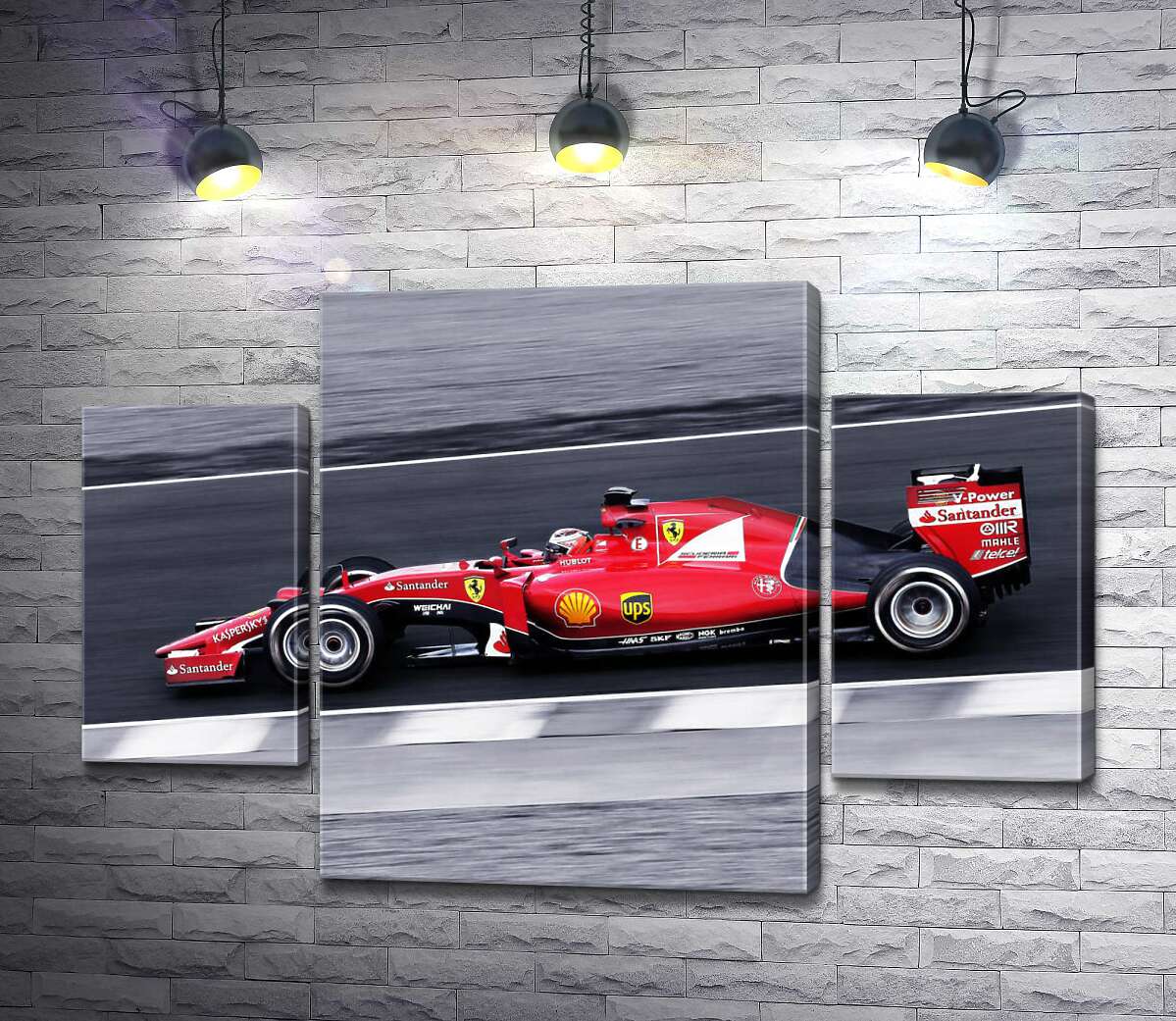 

Модульная картина ArtPoster Красный автомобиль Ferrari на гоночной трассе "Формулы-1" 100x69 см Модуль №7
