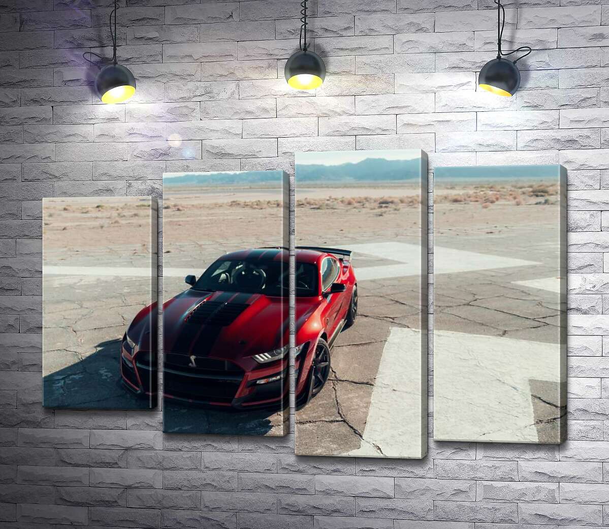 

Модульная картина ArtPoster Красный Ford Mustang Shelby GT500 на пустынной трассе 132x89 см Модуль №21