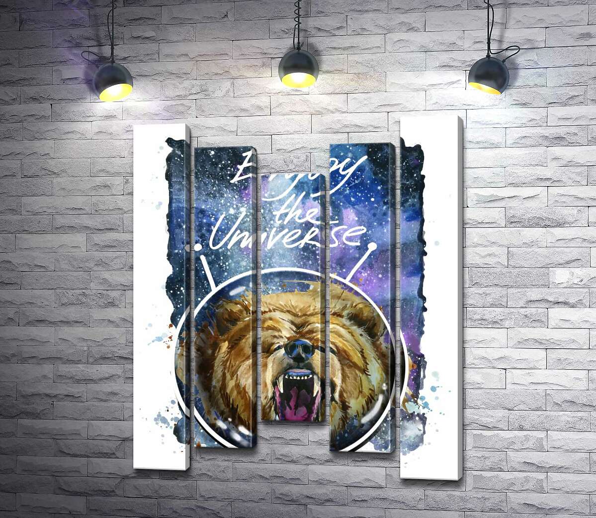

Модульная картина ArtPoster Медведь в шлеме космонавта с надписью "Enjoy the Universe" 100x130 см Модуль №28