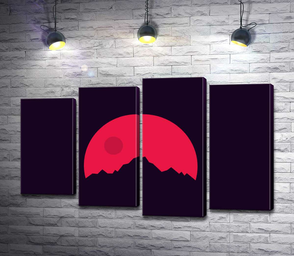 

Модульная картина ArtPoster Красный круг солнца взошел над острыми шпилями гор 132x83 см Модуль №21