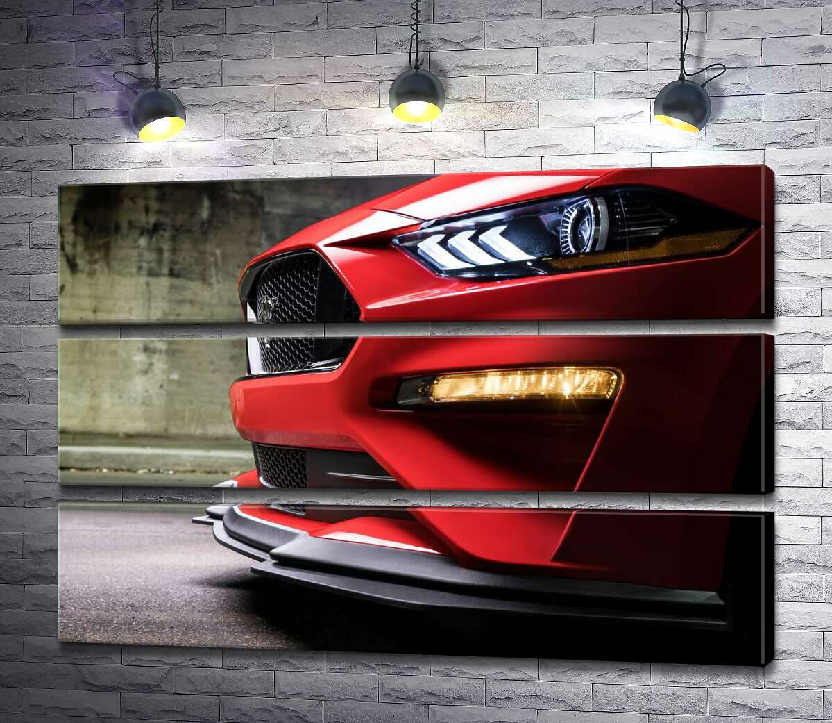 

Модульная картина ArtPoster Красный бампер автомобиля Ford Mustang Shelby GT500 с плавными изгибами фар 100x69 см Модуль №13