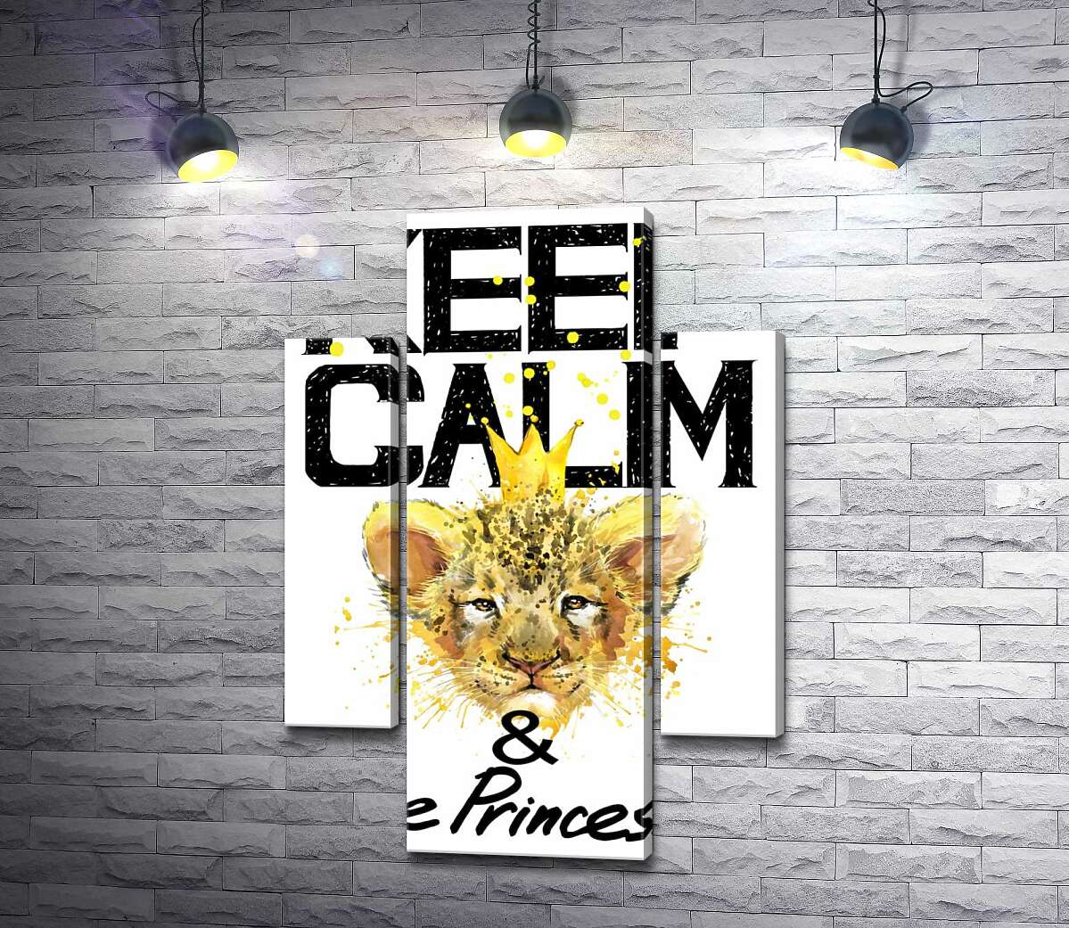

Модульная картина ArtPoster Львенок в короне среди надписи "keep calm and be princess" 131x190 см Модуль №7