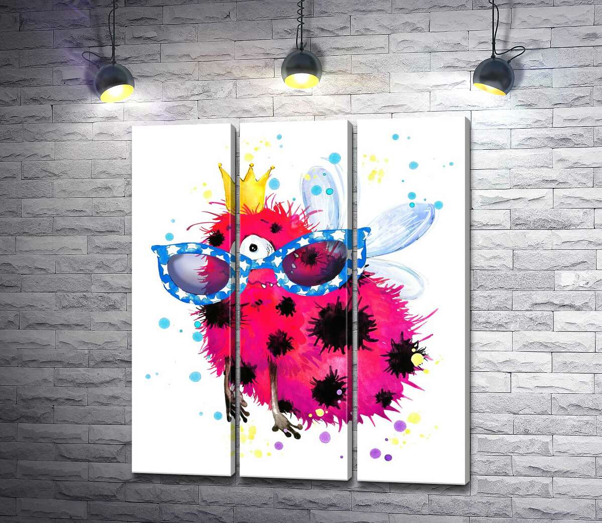 

Модульная картина ArtPoster Крылатый красный монстр с короной и очками 60x71 см Модуль №11