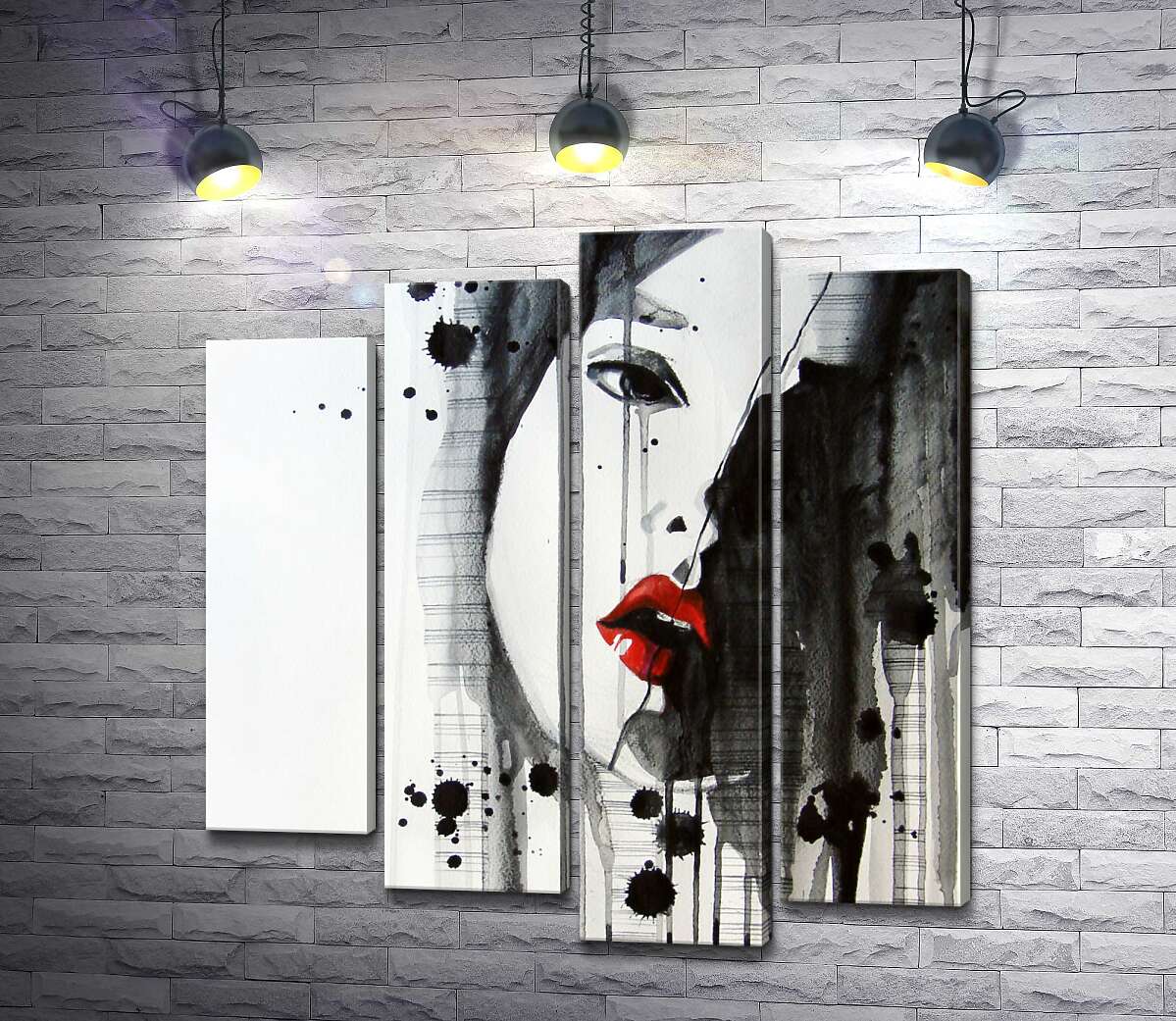 

Модульная картина ArtPoster Красные губы пылают на черно-белом портрете девушки 132x139 см Модуль №21