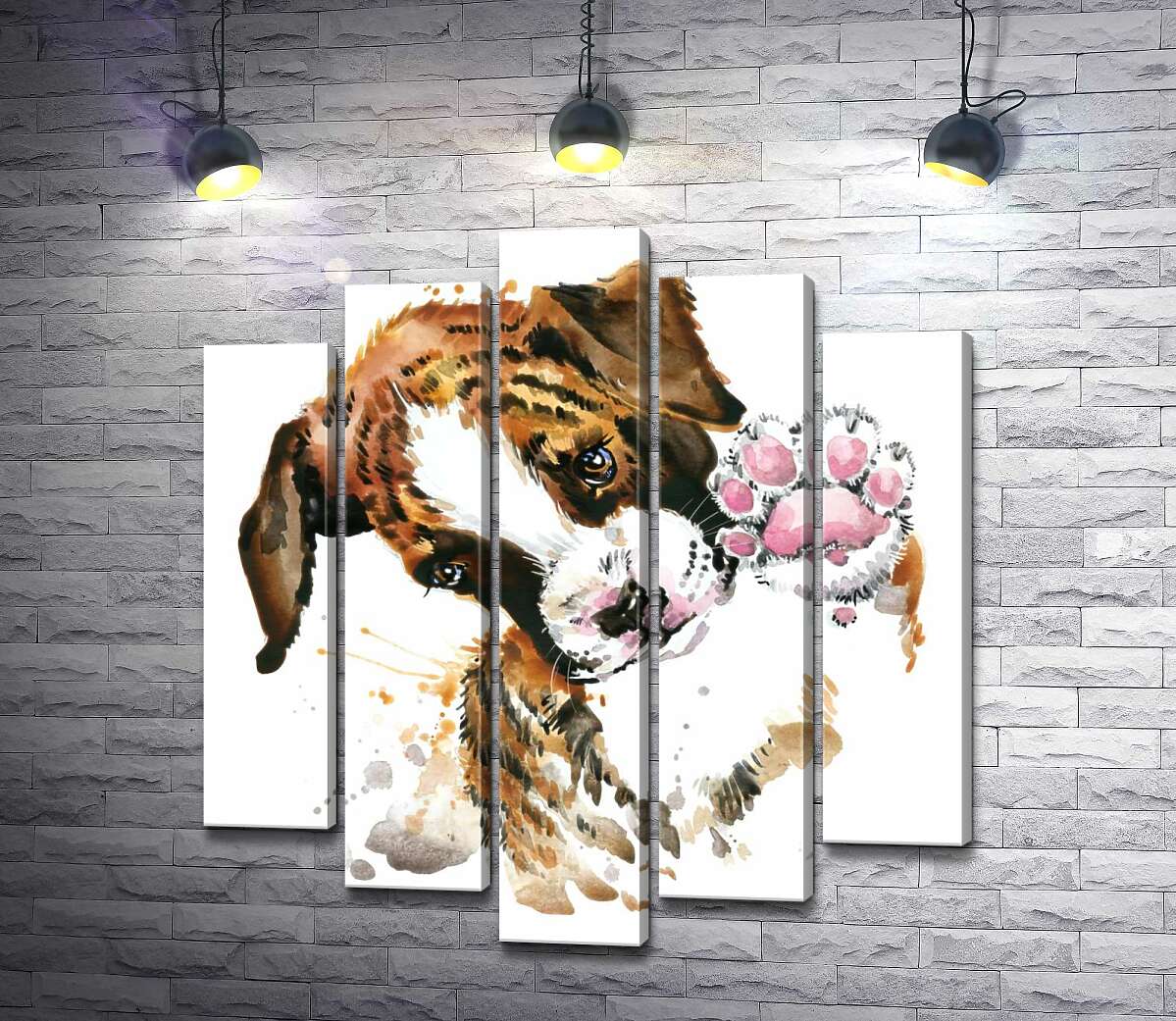

Модульная картина ArtPoster Маленький щенок протягивает розовую лапку 130x144 см Модуль №26