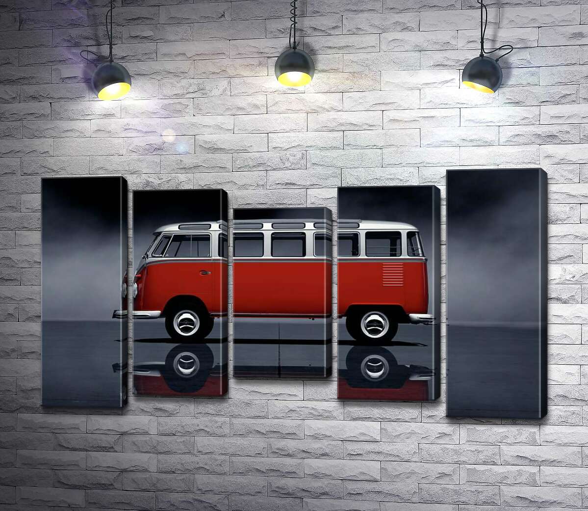 

Модульная картина ArtPoster Легендарный красно-белый автобус Volkswagen Van Samba 100x58 см Модуль №28