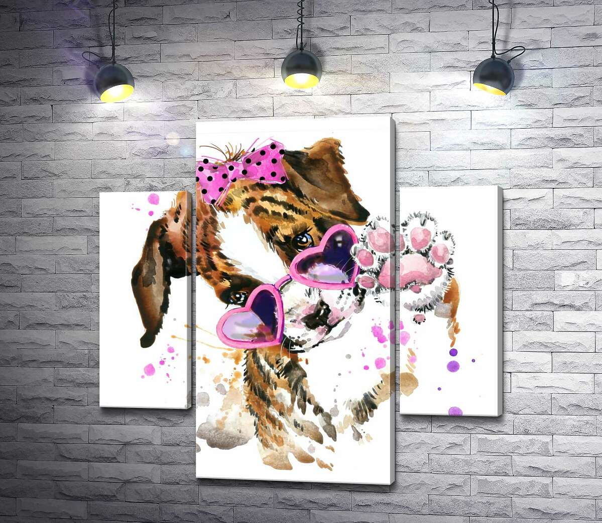 

Модульная картина ArtPoster Милый щенок в очках и бантике 131x130 см Модуль №7