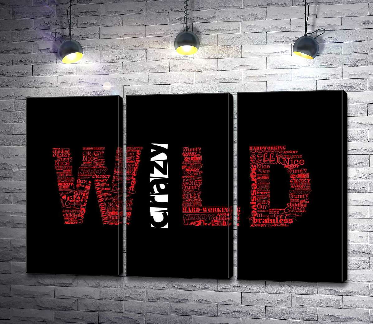 

Модульная картина ArtPoster Красная надпись "Дикий" (Wild) на черном фоне 102x65 см Модуль №11