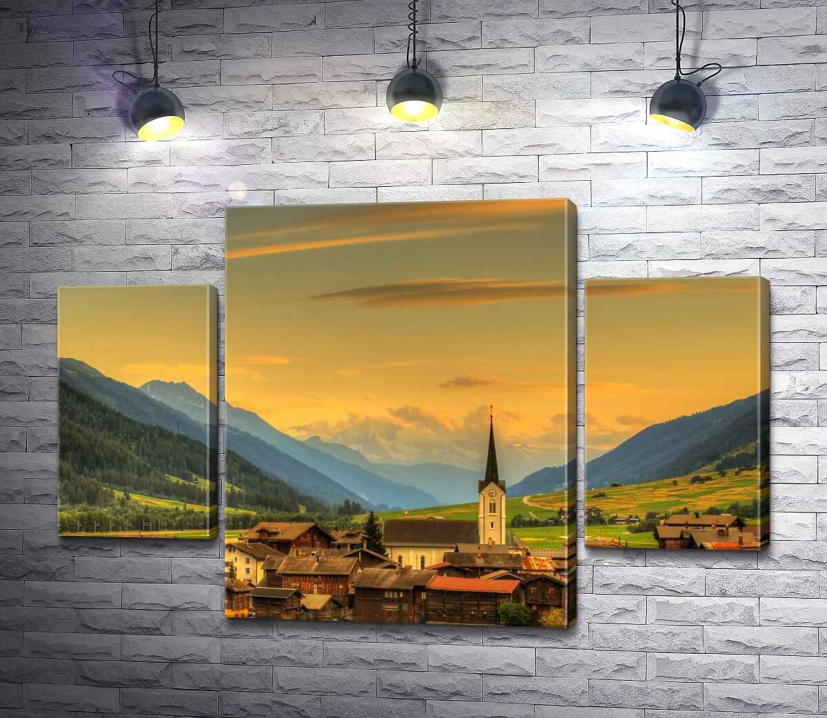 

Модульная картина ArtPoster Летний вечер в горном швейцарском городке Ульрихен 100x69 см Модуль №7