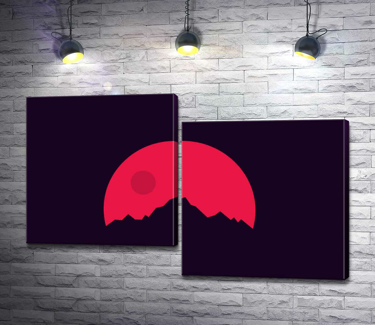

Модульная картина ArtPoster Красный круг солнца взошел над острыми шпилями гор 100x64 см Модуль №5