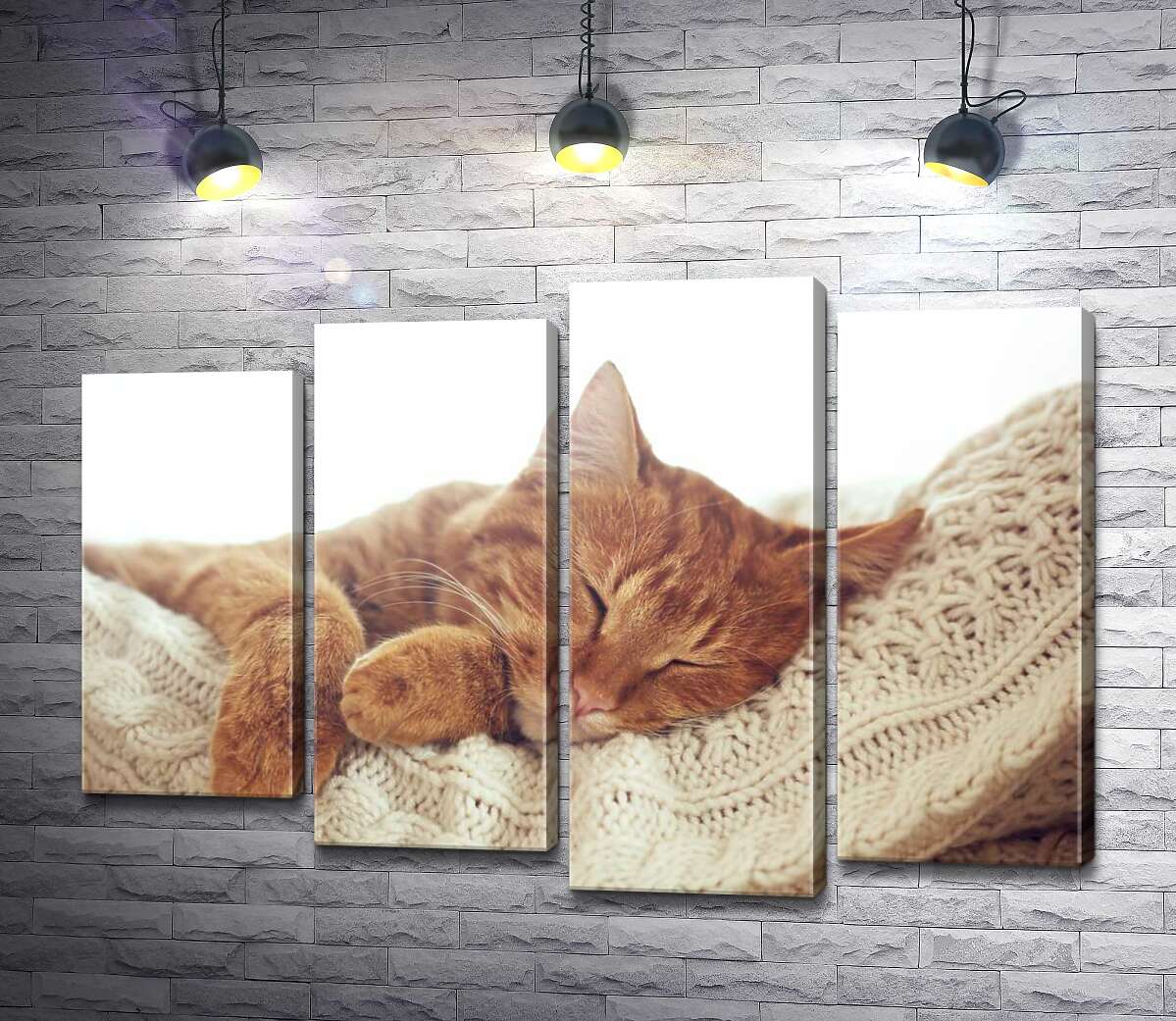 

Модульная картина ArtPoster Кот мило отдыхает на белой подушке 100x71 см Модуль №21