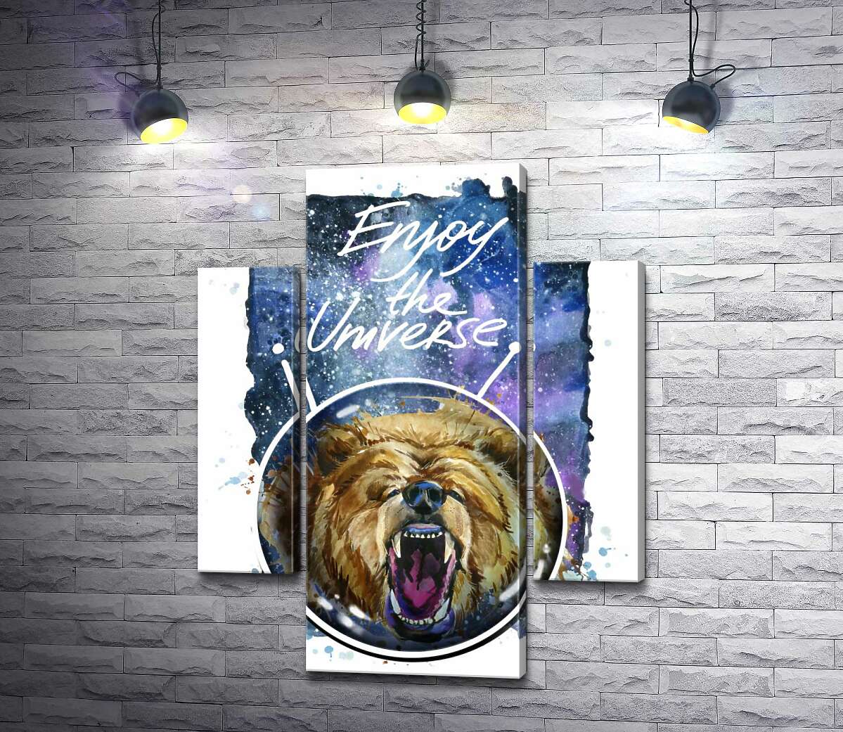 

Модульная картина ArtPoster Медведь в шлеме космонавта с надписью "Enjoy the Universe" 100x129 см Модуль №7