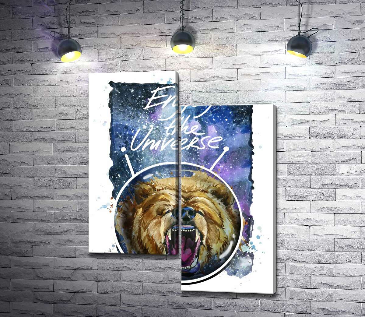 

Модульная картина ArtPoster Медведь в шлеме космонавта с надписью "Enjoy the Universe" 50x65 см Модуль №5